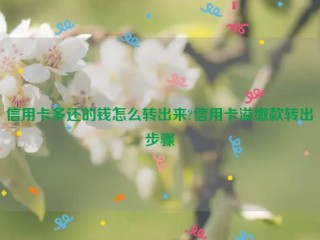 信用卡多还的钱怎么转出来?信用卡溢缴款转出步骤