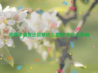 信用卡***低还款是什么意思?有什么影响