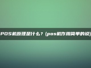 POS机的原理是什么？(POSS机器的功能简单说)