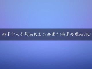 南京个人毛刷POS机该如何处理？(南京管理POSS机)