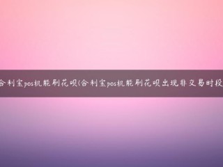 合利宝pos机能刷花呗(合利宝pos机能刷花呗出现非交易时段) 