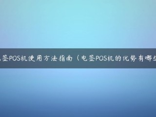 电动POS机使用指南(电动POS机的优点是什么)