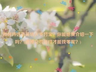 如何将这笔钱转入支付宝？你能给我介绍一下吗？(花掉它我怎样才能找零呢？)