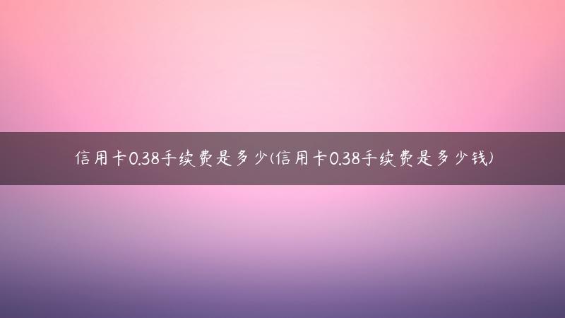 信用卡0.38手续费是多少(信用卡0.38手续费是多少钱)