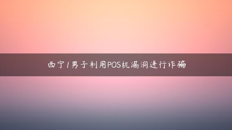 西宁1男子利用POS机“漏洞”进行诈骗