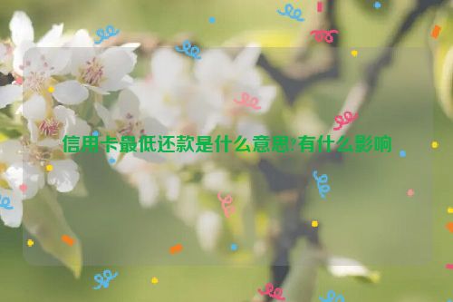 信用卡***低还款是什么意思?有什么影响